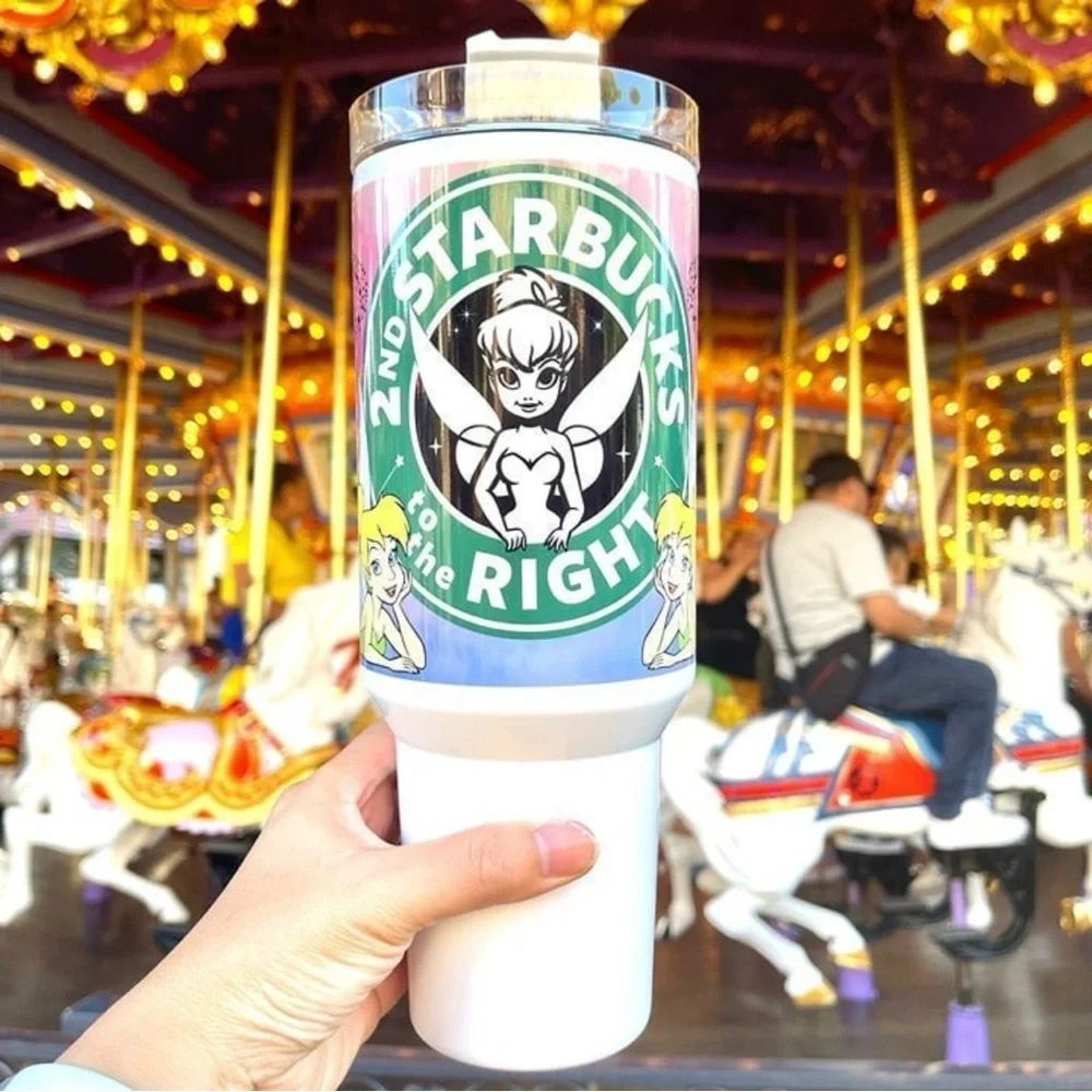 Disney Tinkerbell 40 oz Tumbler/Water bottle/Mug with hand carry handle. - Picture 6 of 8
